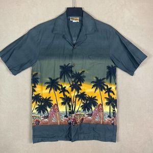 Winnie Fashion Hawaiian Shirt Mens M Multicolor Relaxed Fit Pocket‎ Made in USA